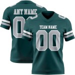 Custom Midnight Green Gray-White Mesh Authentic Football Jersey
