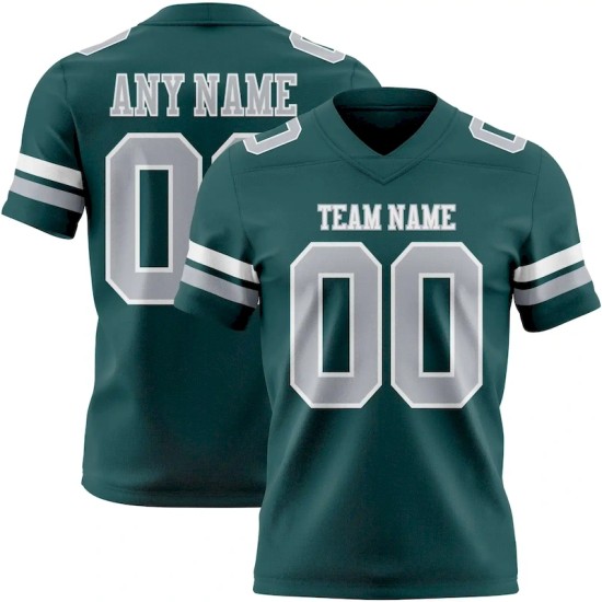 Custom Midnight Green Gray-White Mesh Authentic Football Jersey