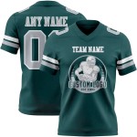 Custom Midnight Green Gray-White Mesh Authentic Football Jersey