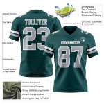 Custom Midnight Green Gray-White Mesh Authentic Football Jersey