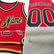 Custom Cream Orange-Royal Authentic Throwback Basketball Jersey
