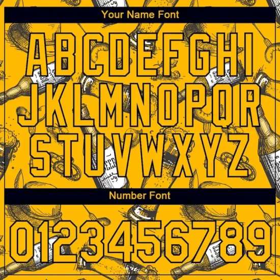 Custom Gold Black 3D Pattern Design Oktoberfest Beer Festival Performance T-Shirt