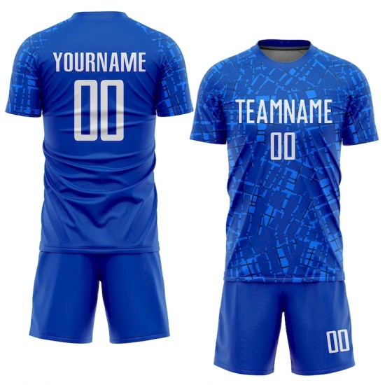 Custom Royal White Sublimation Soccer Uniform Jersey