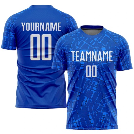 Custom Royal White Sublimation Soccer Uniform Jersey