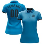 Custom Panther Blue Black Performance Golf Polo Shirt
