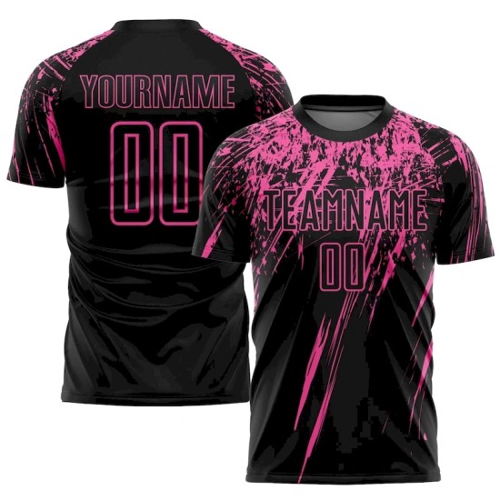 Custom Black Pink Sublimation Soccer Uniform Jersey Custom Black Pink Sublimation Soccer Uniform Jersey