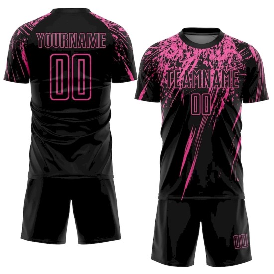 Custom Black Pink Sublimation Soccer Uniform Jersey Custom Black Pink Sublimation Soccer Uniform Jersey