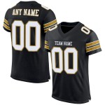 Custom Black White-Old Gold Mesh Authentic Football Jersey