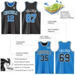 Custom Reversible Black Powder Blue-White Double Side Sublimation Basketball Suit Jersey