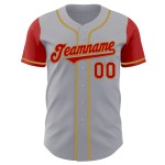 Custom Gray Red-Old Gold Authentic Two Tone Baseball Jersey