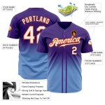 Custom Purple White Light Blue-Orange Authentic Fade Fashion Baseball Jersey Custom Purple White Light Blue-Orange Authentic Fade Fashion Baseball Jersey