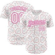 Custom White Pink 3D Pattern Design Mother's Day Love Authentic Baseball Jersey