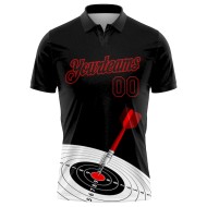 Custom Black Red 3D Pattern Design Dart Board Target Performance Golf Polo Shirt Custom Black Red 3D Pattern Design Dart Board Target Performance Golf Polo Shirt