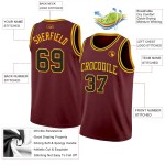 Custom Burgundy Black-Gold Authentic Basketball Jersey