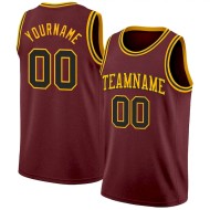 Custom Burgundy Black-Gold Authentic Basketball Jersey
