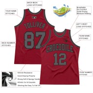 Custom Maroon Steel Gray-Black Authentic Throwback Basketball Jersey