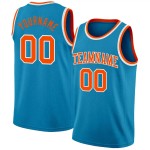 Custom Panther Blue Orange-White Authentic Basketball Jersey