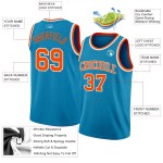 Custom Panther Blue Orange-White Authentic Basketball Jersey