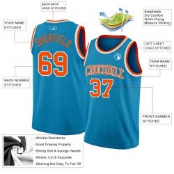 Custom Panther Blue Orange-White Authentic Basketball Jersey