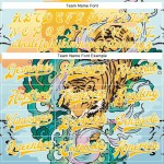 Custom Lakes Blue Gold-White Tiger 3D Pattern Design Bomber Full-Snap Varsity Letterman Jacket