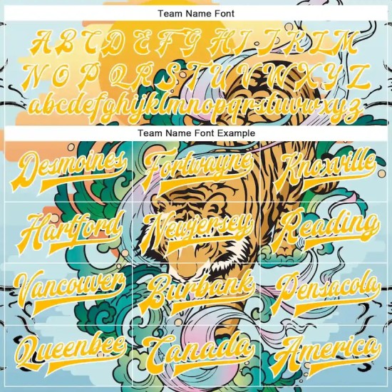 Custom Lakes Blue Gold-White Tiger 3D Pattern Design Bomber Full-Snap Varsity Letterman Jacket