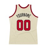 Custom Cream Red-Black Authentic Throwback Basketball Jersey