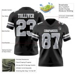 Custom Black Gray-White Mesh Authentic Football Jersey