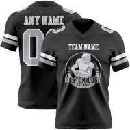 Custom Black Gray-White Mesh Authentic Football Jersey Custom Black Gray-White Mesh Authentic Football Jersey