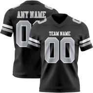 Custom Black Gray-White Mesh Authentic Football Jersey