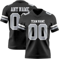 Custom Black Gray-White Mesh Authentic Football Jersey
