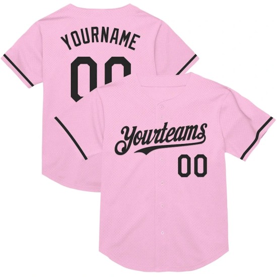 Custom Light Pink Black Mesh Authentic Throwback Baseball Jersey Custom Light Pink Black Mesh Authentic Throwback Baseball Jersey