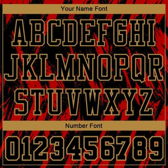 Custom Red Black-Old Gold Round Neck Sublimation Basketball Suit Jersey