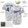 Custom White Navy 3D Pattern Design Curve Lines Authentic Baseball Jersey - Image 3