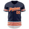 Custom Navy Orange-White Line Authentic Baseball Jersey - Image 2
