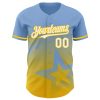 Custom Light Blue White-Yellow 3D Pattern Design Gradient Style Twinkle Star Authentic Baseball Jersey - Image 2