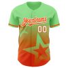 Custom Pea Green Orange-White 3D Pattern Design Gradient Style Twinkle Star Authentic Baseball Jersey - Image 2