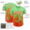 Custom Pea Green Orange-White 3D Pattern Design Gradient Style Twinkle Star Authentic Baseball Jersey - Image 3