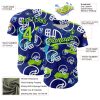 Custom Royal Neon Green-White 3D Pattern Design Football Helmet Authentic Baseball Jersey - Image 3