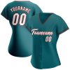 Custom Teal White-Red Authentic Baseball Jersey - Image 2