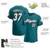 Custom Teal White-Red Authentic Baseball Jersey - Image 3