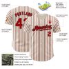 Custom Cream (Black White Pinstripe) Red-Black Authentic Baseball Jersey - Image 3