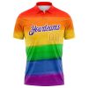 Custom Rainbow Gold-Purple 3D Pattern Design Pride Month Love Is Love LGBT Performance Golf Polo Shirt - Image 2