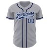Custom Gray Navy-Light Blue Authentic Baseball Jersey - Image 2