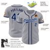 Custom Gray Navy-Light Blue Authentic Baseball Jersey - Image 3