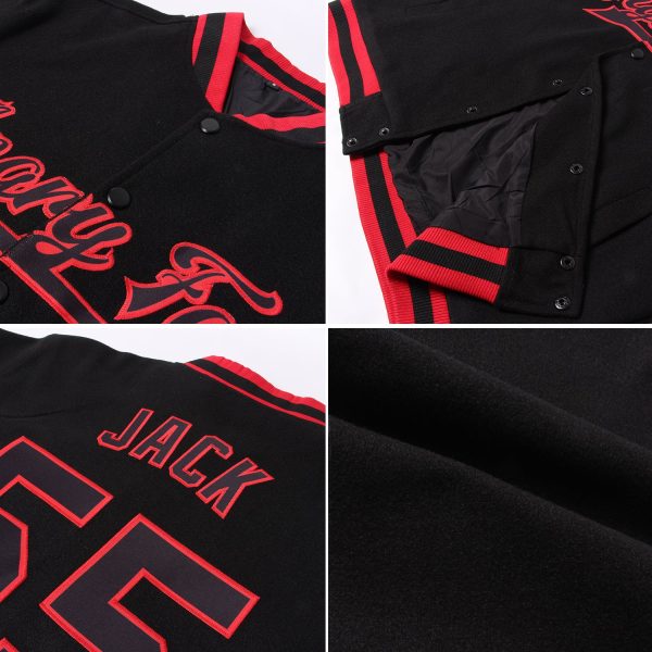 Custom White Royal-Red American Flag Fashion 3D Bomber Full-Snap Varsity Letterman Jacket - Image 2