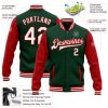Custom Green White-Red Bomber Full-Snap Varsity Letterman Two Tone Jacket - Image 3