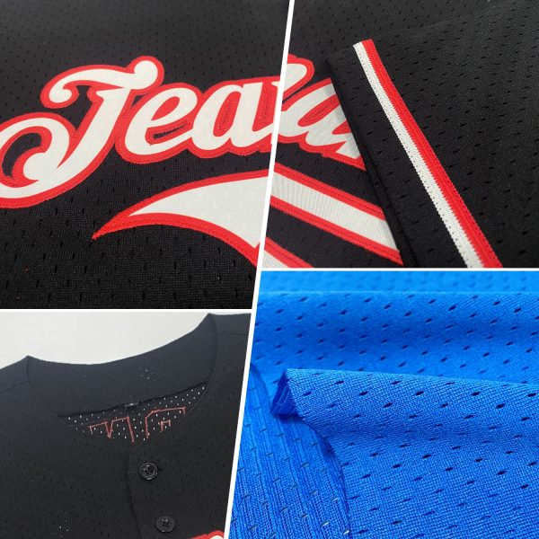 Custom Light Blue Medium Purple Mesh Authentic Throwback Baseball Jersey - Image 2