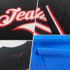 Custom Light Blue Neon Pink Mesh Authentic Throwback Baseball Jersey - Image 2
