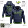 Custom Stitched Navy Neon Green Sports Pullover Sweatshirt Hoodie - Image 3