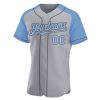 Custom Gray Light Blue-Steel Gray Authentic Raglan Sleeves Baseball Jersey - Image 2